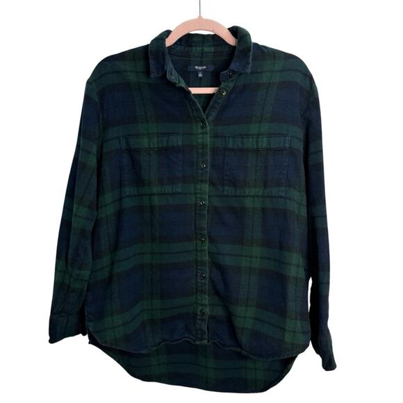 Madewell Oversized Boyshirt Dark Plaid Flannel Button Down Shirt - Picture 2 of 8